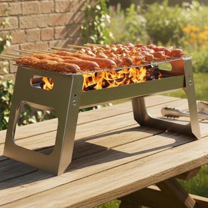 panggangan anti lengket bbq grill pan alat wajan panggang kompor bakaran sosis/sate arang bakar pema