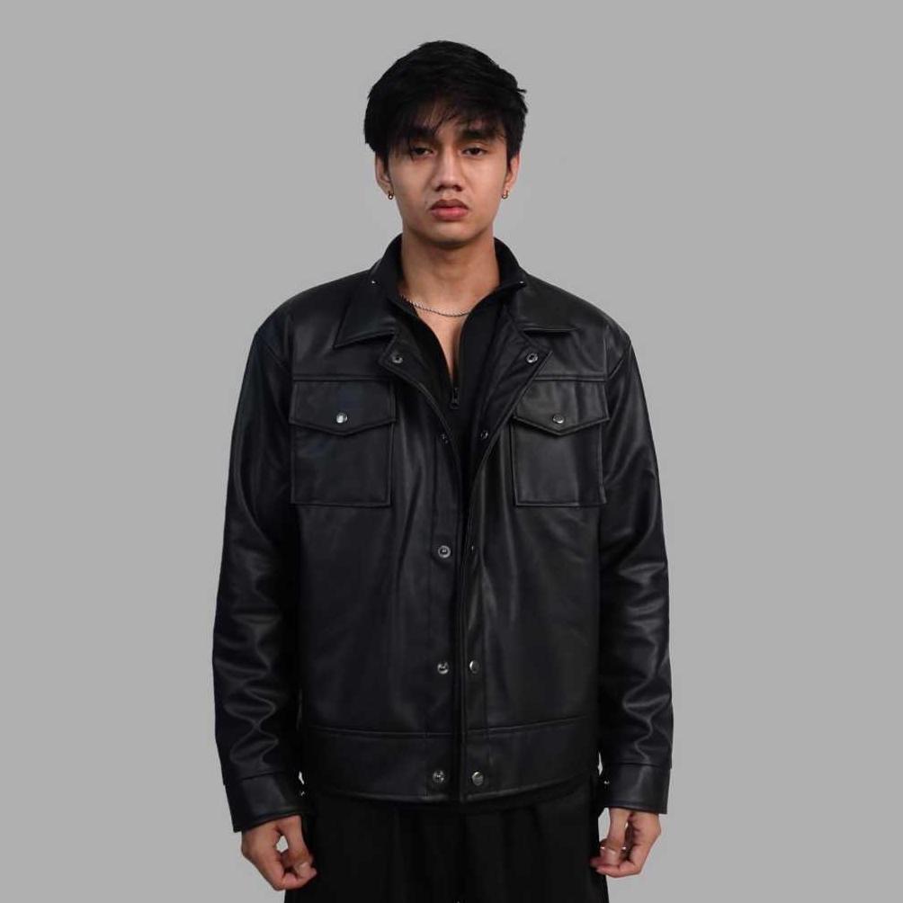 BEST SELLER TRUCKER X BORG JAKET SEMI KULIT PRIA WANITA CLASSIC OUTFIT KANCING