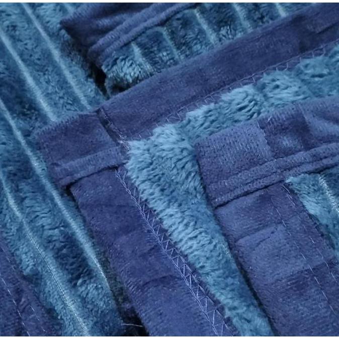 NEW Selimut Bulu Tebal Motif Salur Timbul Polos Ukuran 150 180 200