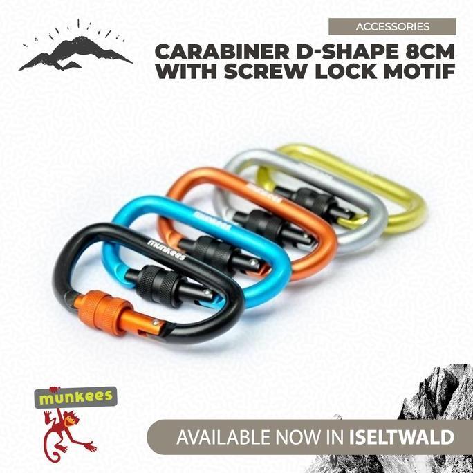 Carabiner Munkees D-Shape With Screw Lock 8cm - 3248