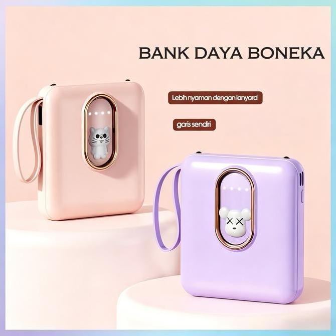 PowerBank Mini 20000mAh Ultimate Backup Battery Cute Kaws Good Quality with 4 Charging Cable Fast Ch