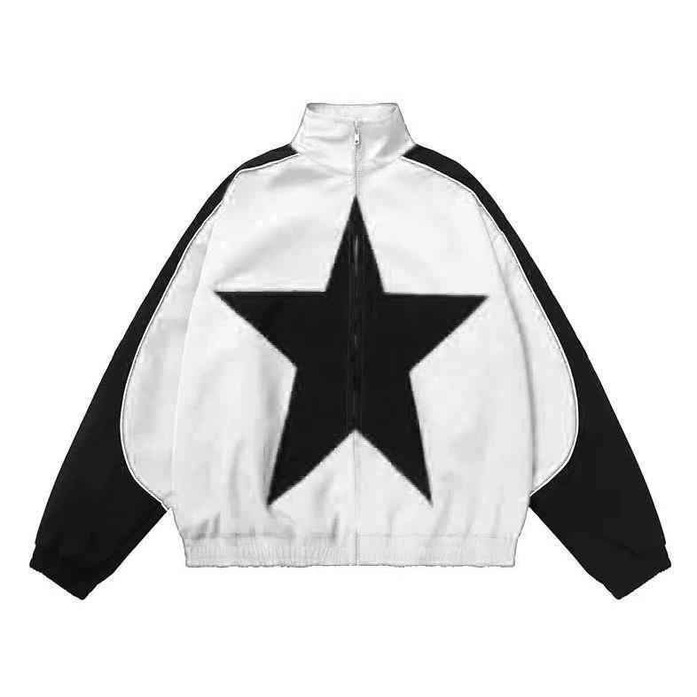 ORIGINAL OVERFLOWSTUFF JAKET Y2K ZIPPER VINTAGE WINDBREAKER STAR PETTERN TRACK UNISEX