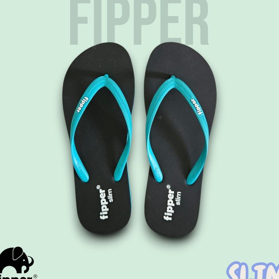 Fipper - Slim Black / Turquoise - Sandal Jepit Wanita
