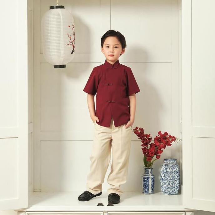 STheLabel DAILY - Ming Shirt | Atasan Cheongsam Premium Anak Laki-Laki |  Kemeja Cheongsam Anak |  B