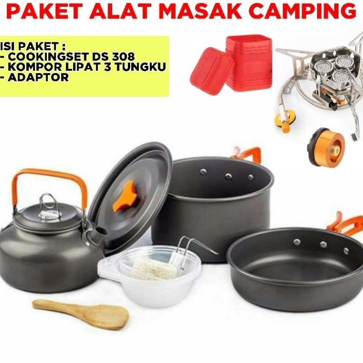 Paket Alat Masak Outdoor Hiking Camping Cookingset Dan Kompor