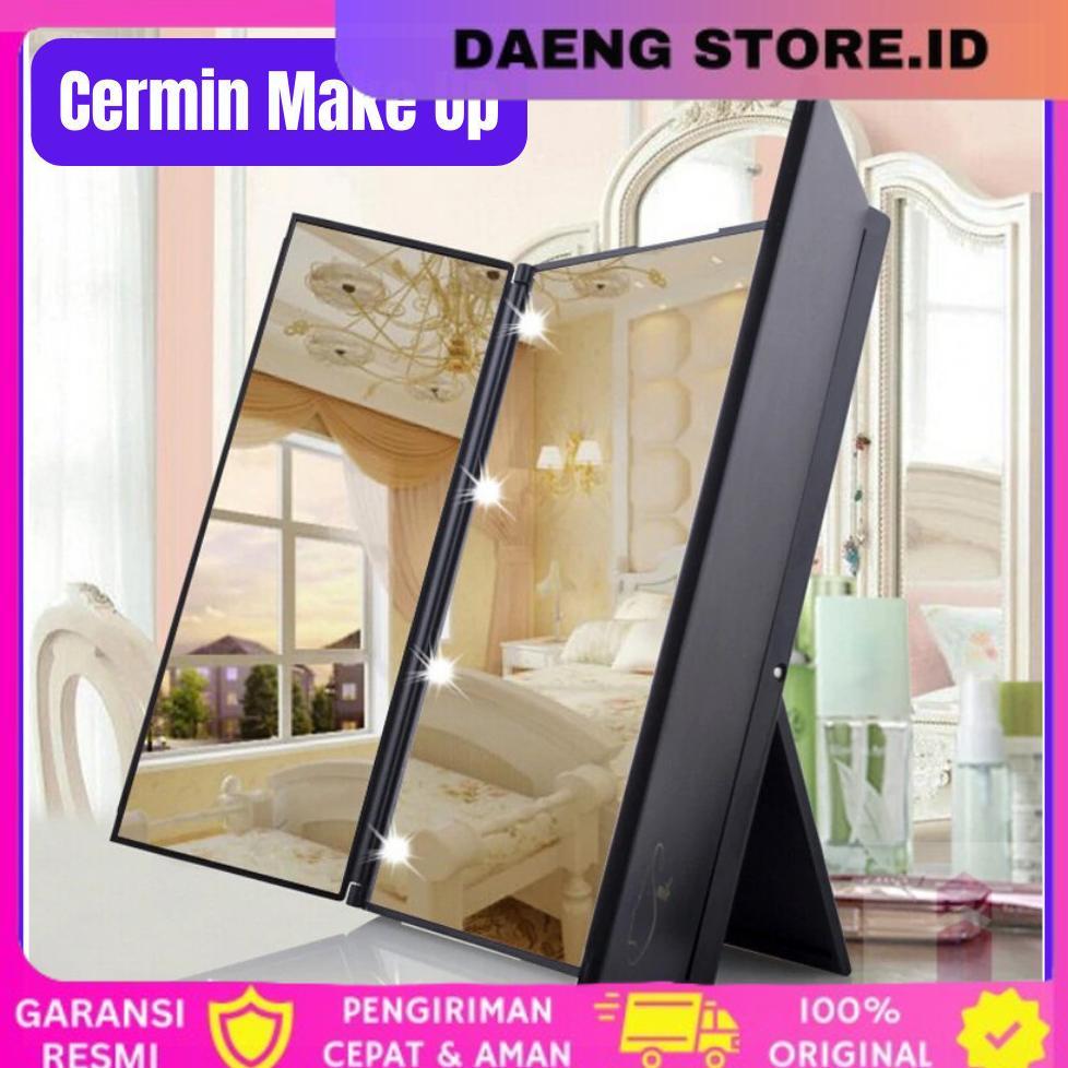 Cod Cermin Makeup + Led Portable Lampu Foldable Mirror Ring Light Make Up Rias Kaca Cermin Make Up P