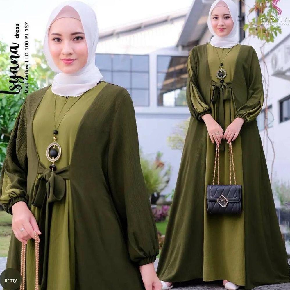 Diskon Terbaru Bisa Cod Isyana Dress  Crincle  Size Jumbo M L Xl Xxl Gamis Isyana Dress Premium  Cri