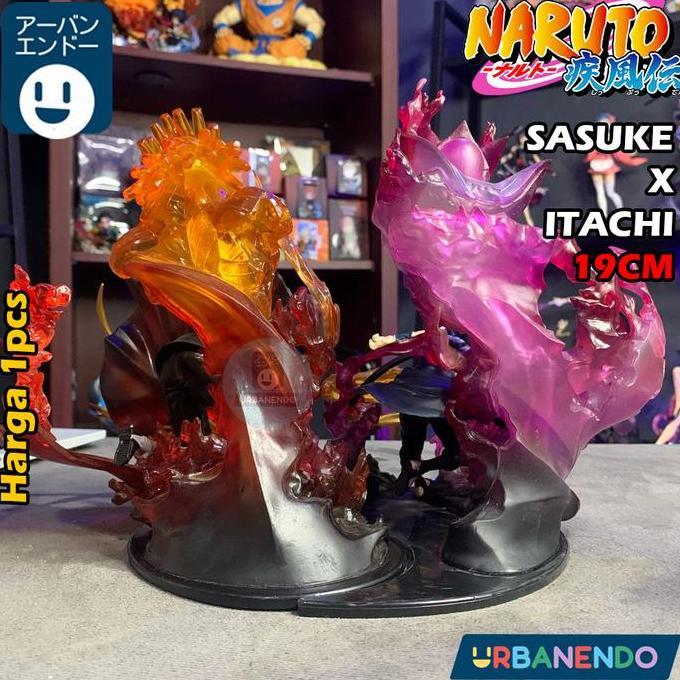 Urbanendo Action Figure Itachi Sasuke Susanoo 19Cm Naruto Anime Pajangan Mainan Statue Gaara Sakura 