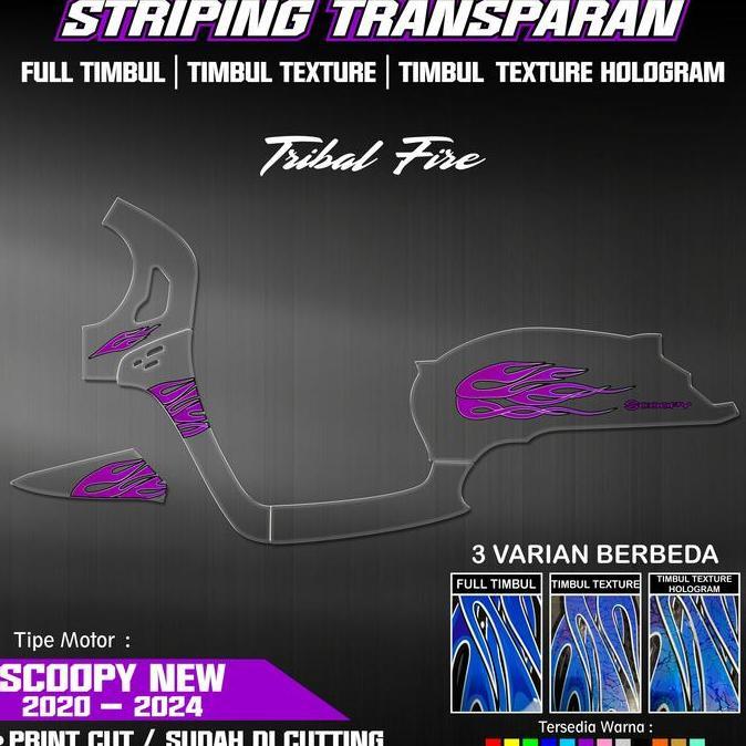 STRIPING SCOOPY NEW 2020 - 2024 TRANSPARAN FULL TIMBUL / TIMBUL TEXTURE/HOLOGRAM TIMBUL TEXTURE MOTI