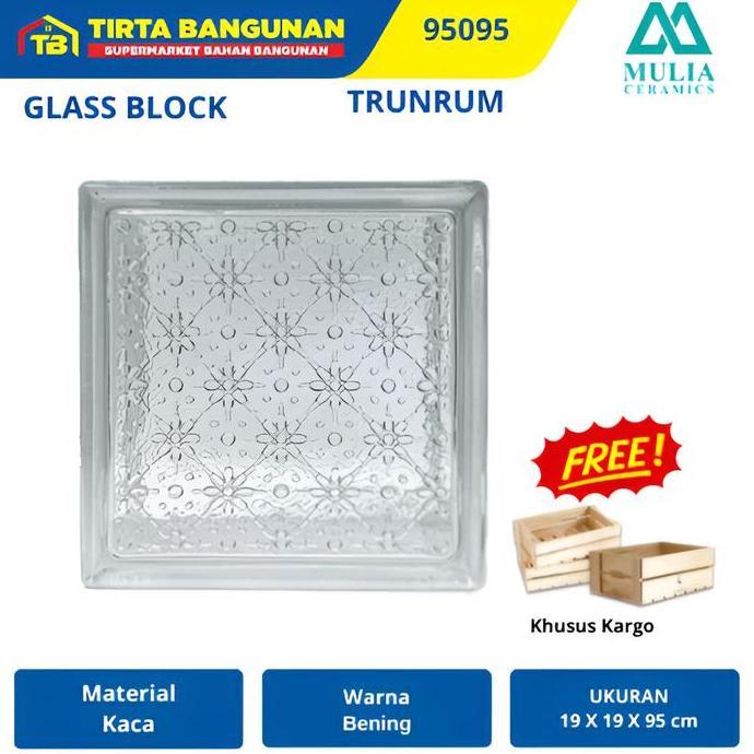 MULIA 95095 19 X 19 X 9,5 CM BATIK TRUNTUM GLASS BLOCK BALOK KACA GLASS BOX KAYU KAMAR