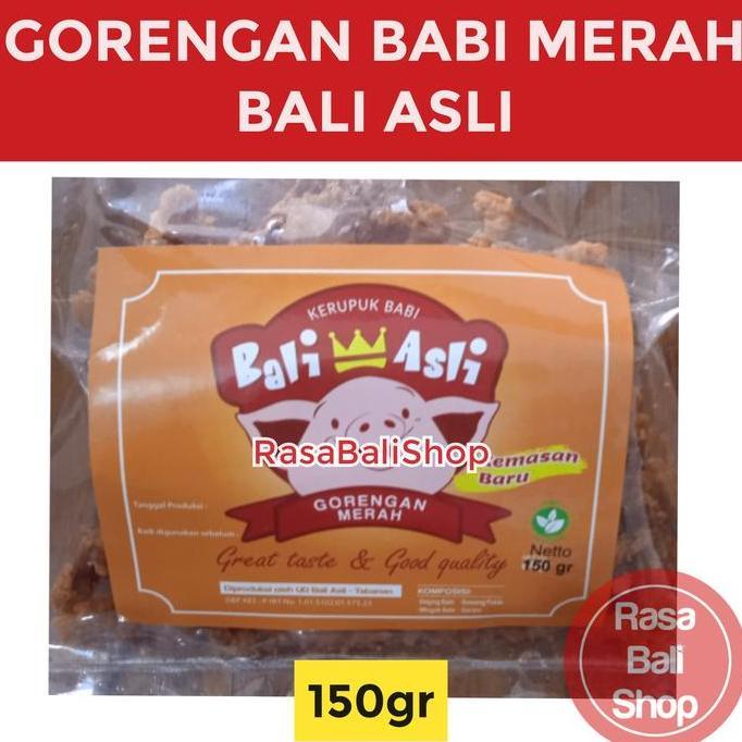 RAMBAK BABI MERAH BALI ASLI 160 GR, GORENGAN BABI MERAH, KERUPUK BABI