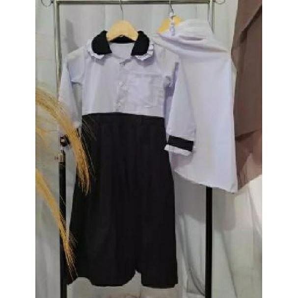Diskon Seragam Sekolah Sd Muslim Model Gamis Anak Perempuan Syari Putih Hitam / Seragam Sekolah Sd M