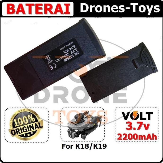 Battery Drone K18 MAX / K19 MAX GPS Batre 3.7V 2200mAh Baterai Drone K18 / K19 Original