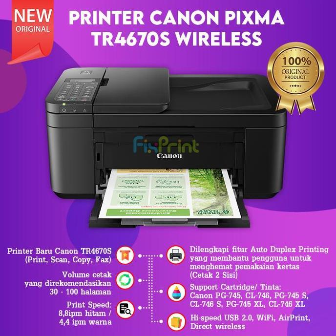 Terlaris Printer Canon Pixma Tr4570S Wireless (Print, Scan, Copy, Fax) Tr4670S | Printer Pixma Canon