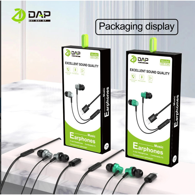 HEADSET DAP DH-F34 JACK TYPE-C | HEADSET MURAH | SUPERBASS | HANDSFREE KABEL | TERLARIS