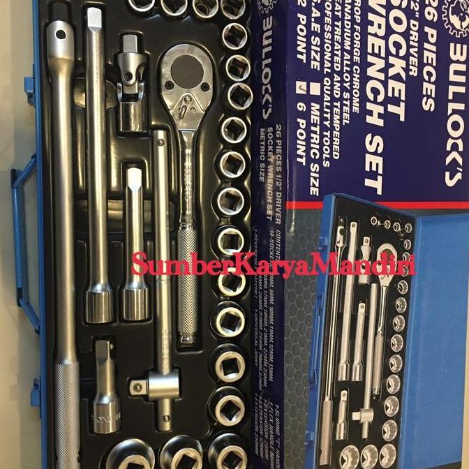 Bullock Kunci Socket Set Inch 1/2" DR 26Pcs 6PT (3/8" s/d 1-1/4")