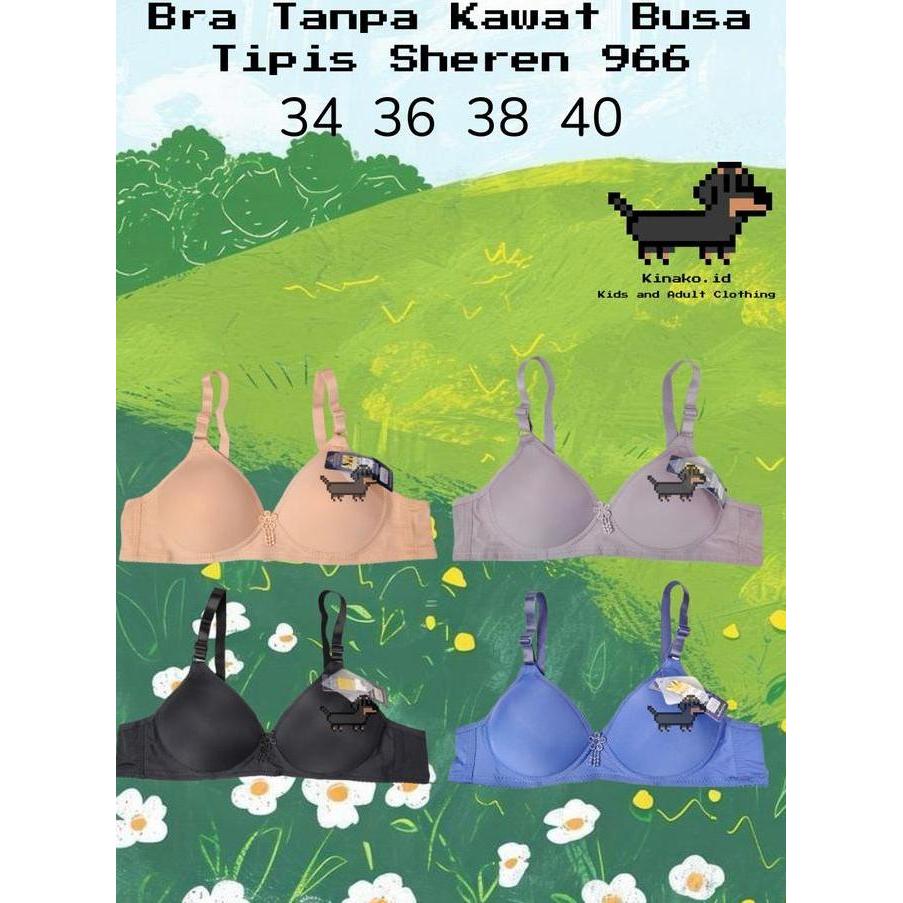 Bra Sheren 966 Tanpa Kawat Kualitas Impor Bahan Halus Katun 100% Hak 2 Size 34 36 38 40