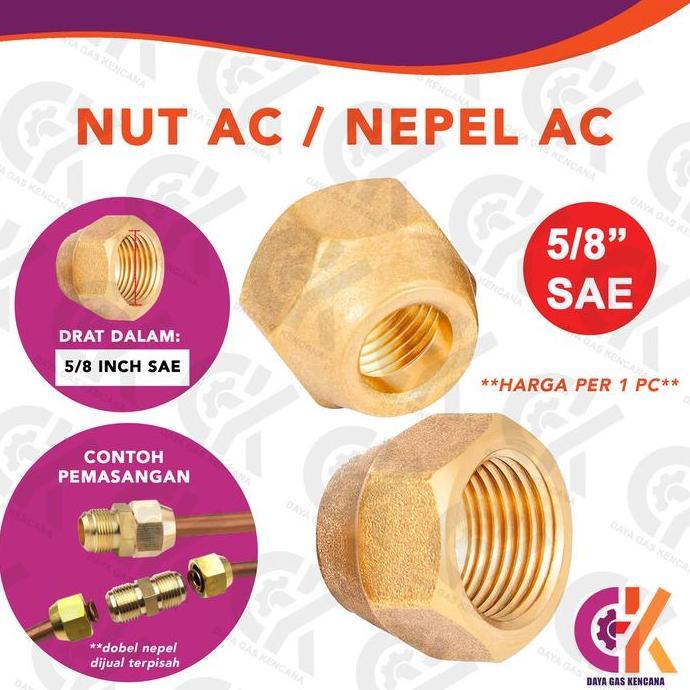Nut AC Nepel Nipple AC 5/8 SAE - Nut Flaring Flare Nut