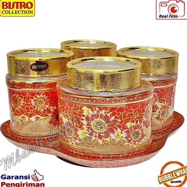 Toples Kue Toples Kaca Set Toples Lebaran Set Mewah Bisa Putar Nampan Kaca Bistro 4 Toples Sni