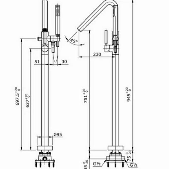 KERAN BATHUB MIXER STANDING TOTO TX 494 SEL/FLOOR STANDING TOTO TX494