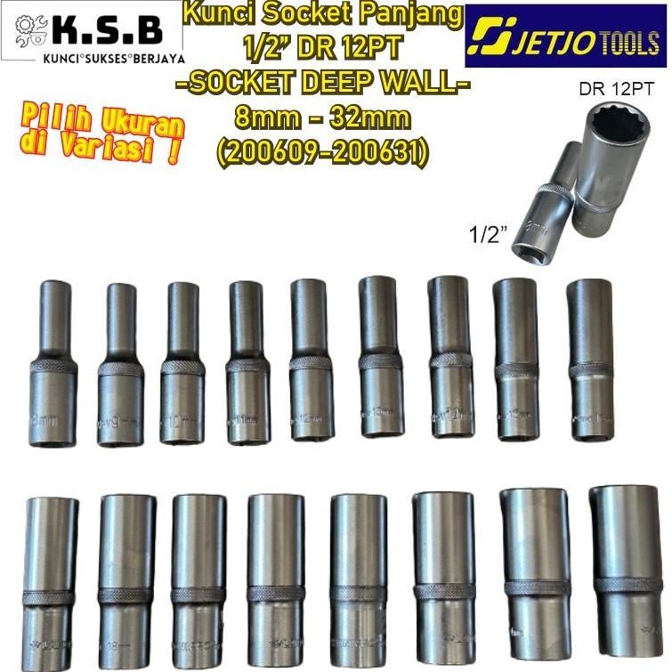 NEW Kunci Socket Deep wall / Kunci Socket Panjang 1/2 DR 12PT ukuran 8mm/9mm/10mm/11mm/12mm/13mm/14m