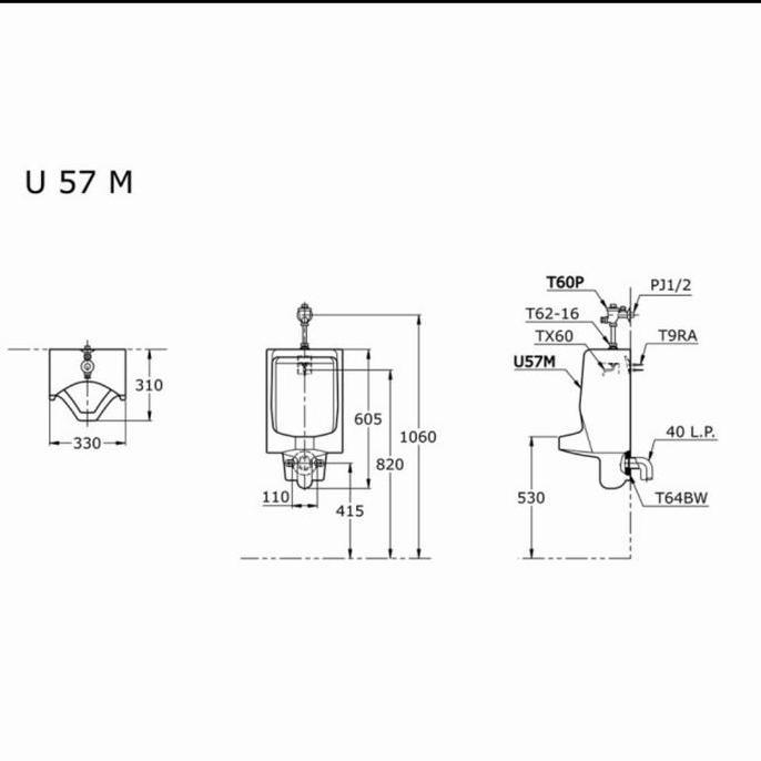 URINAL TOTO U 57 M/URINAL MUSLIM TOTO U57M/URINAL TEMPAT KENCING PRIA