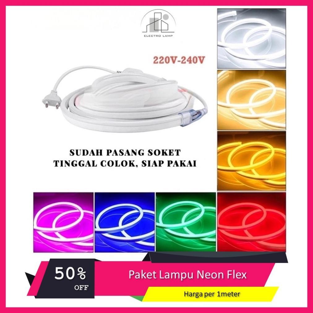 Lampu Led Neon Flex Selang 220V Meteran Flexible Sign Strip Outdoor Indoor Lampu Hias Kamar