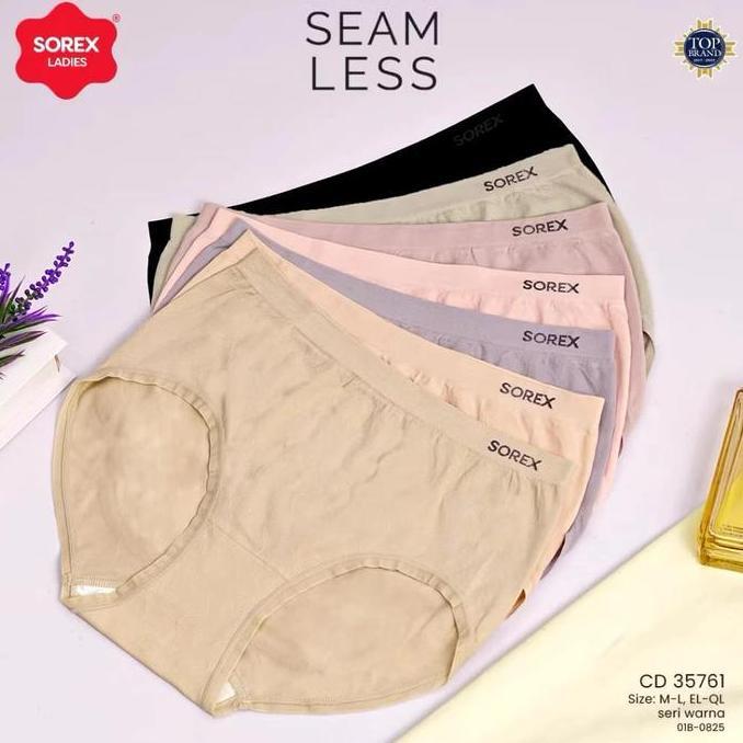 SOREX CD Sorex Rajut 35777 Celana Dalam Wanita Model Seamless Warna M L EL QL Seri Warna Nyaman untu