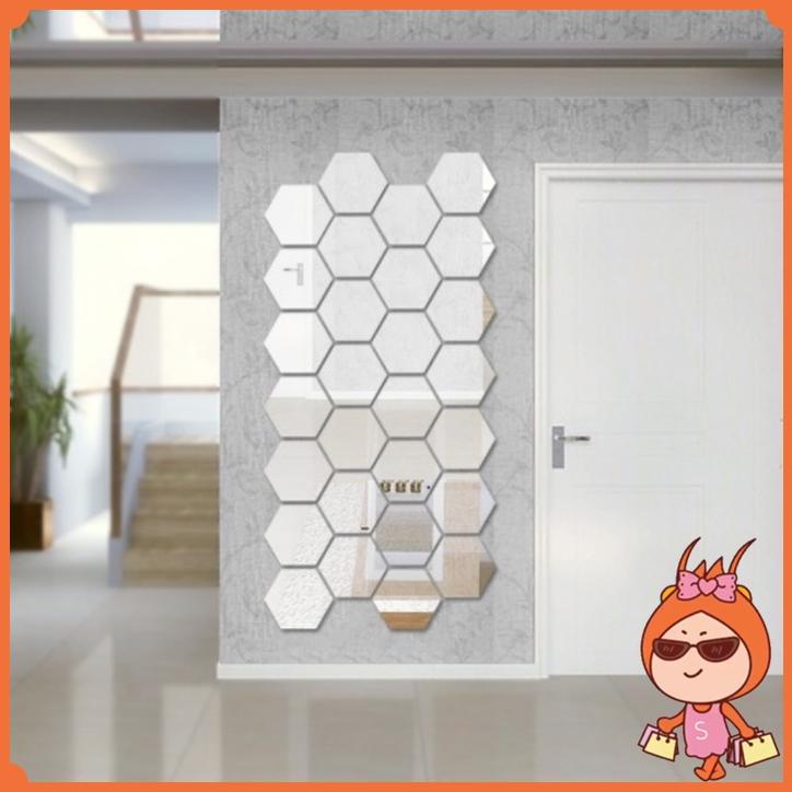 terlaris reseller welcome - 831 (1 pc) cermin hexagonal dekorasi dinding / kaca segi enam hexagon de