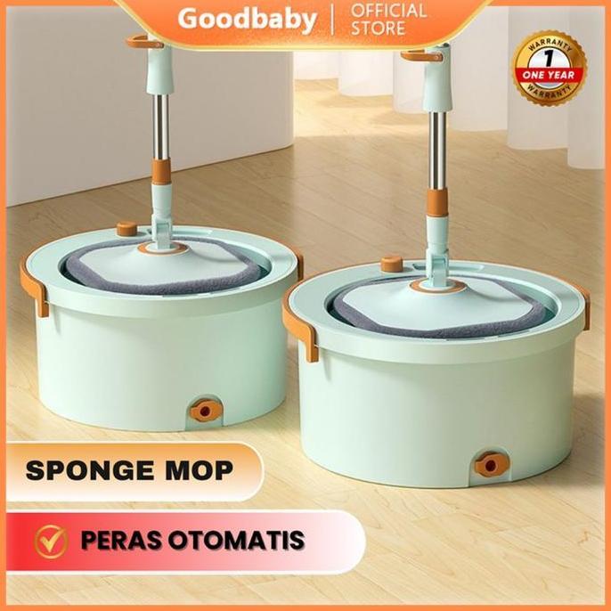 Goodbaby - Alat Pel Putar Mop Bulat Spin Mop Bulat Kotak - Alat pel Pembersih Lantai Spin Mop Ember 