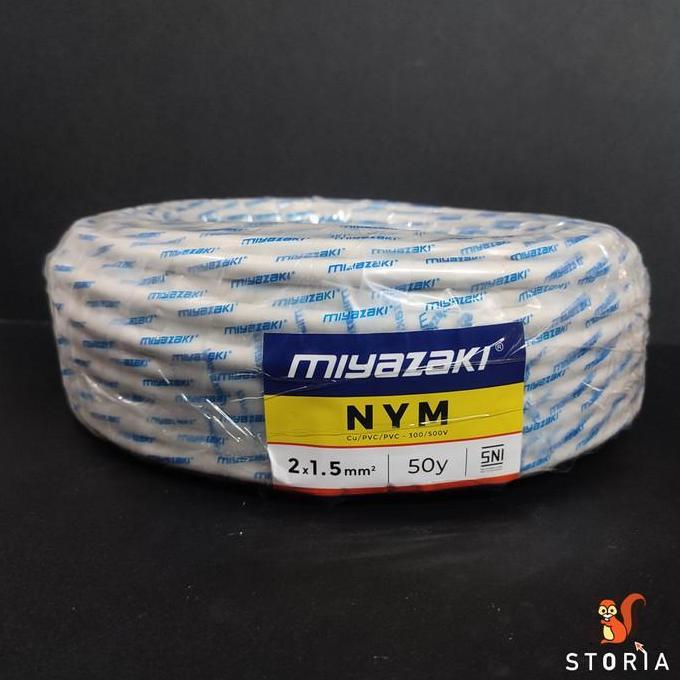 Kabel Listrik Tembaga Murni Isi 2 NYM 2x1.5 50Y SNI Miyazaki / Bukan Serabut