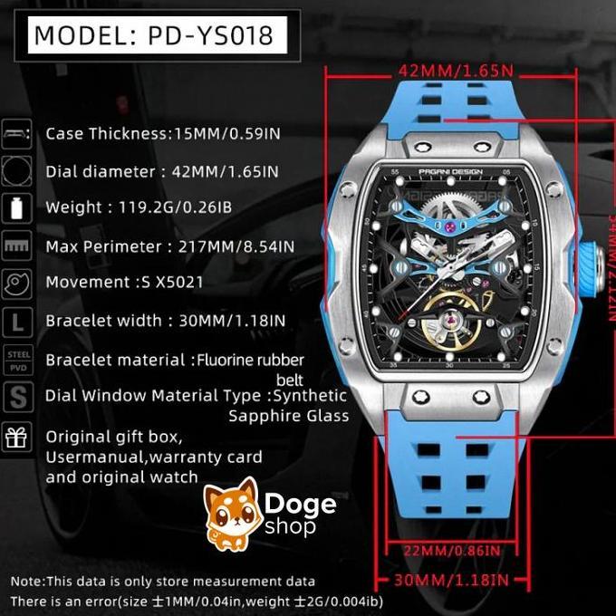 Pagani Design PD-YS018 Tonneau Automatic Skeleton Mechanical Homage Watch X5021 Movement Jam Tangan