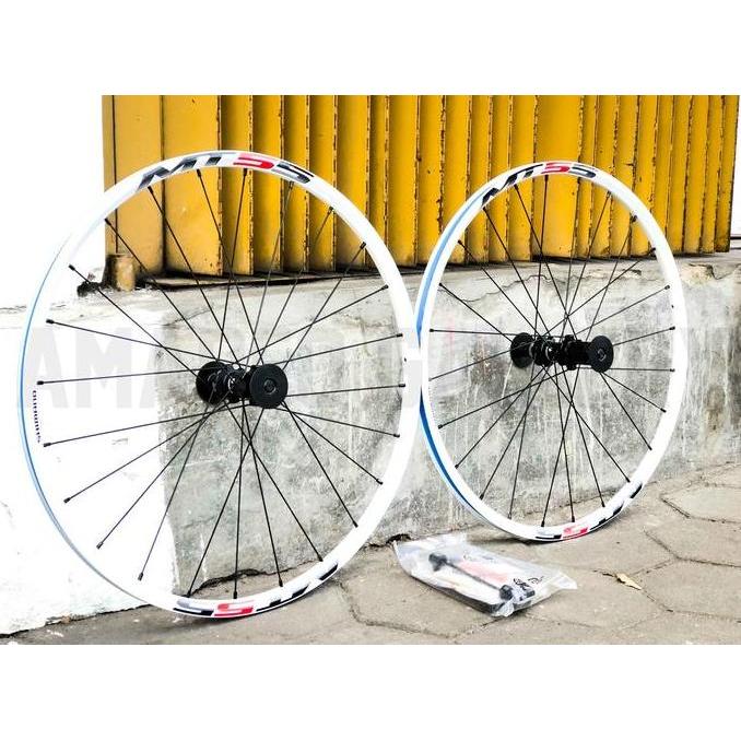 WHEELSET 26 MTB SHIMANO MT55 DEORE HITAM PUTIH DISC CENTERLOCK QR TUBELESS