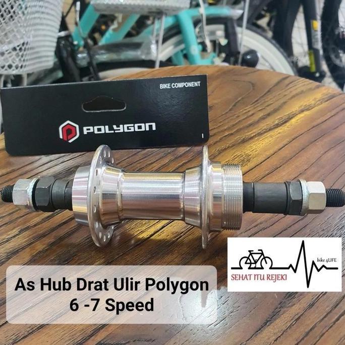 HUB BELAKANG / DEPAN SEPEDA POLYGON 6 - 7 SPEED. AS BELAKANG SEPEDA MODEL DRAT