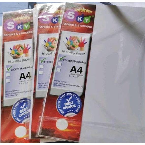 kertas sticker stiker transparan glossy bisa semua printer bisa tahan air bening