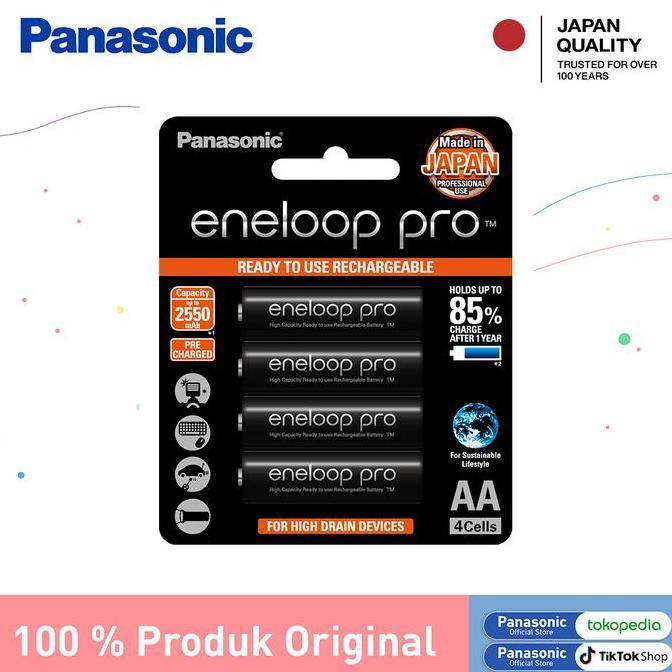 Panasonic Eneloop Pro Baterai Rechargeable AA 4pc Battery Eneloop Pro AA 2550mAh