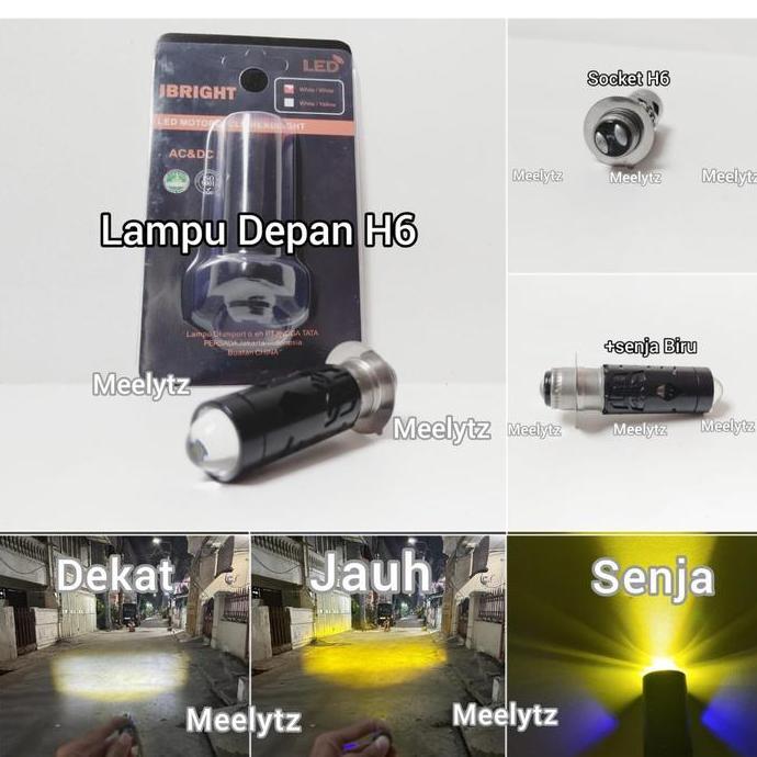 IBRIGHT - Lampu Depan H6 LED Laser high low senja biru 20watt Body Hitam Full Alumunium