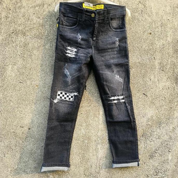 Hose- Celana Jeans Ripped Hitam Sh Pahalutut Sobek Black Et Fit Nyaman Slim Tebal Celana Gangster