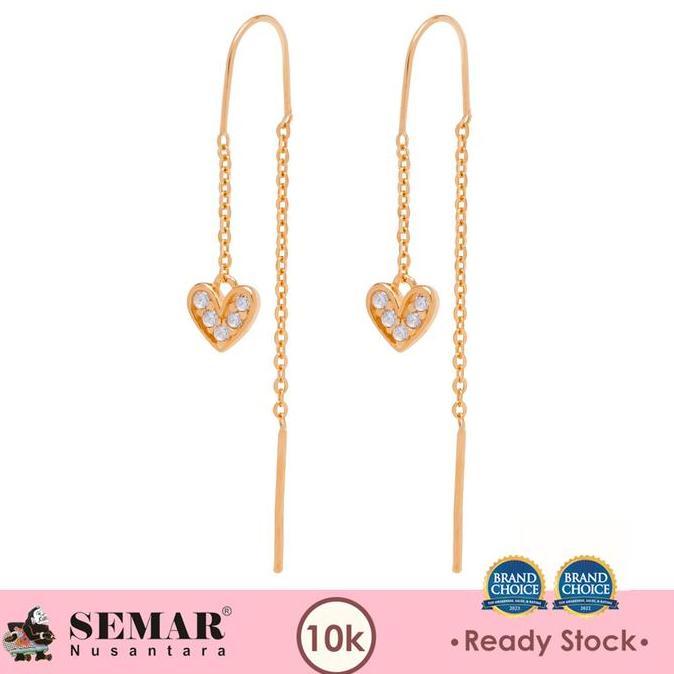 Tevanikarya - Anting Emas Slundup Ayana Batu Putih Love Gold 10K Semar Nusantara