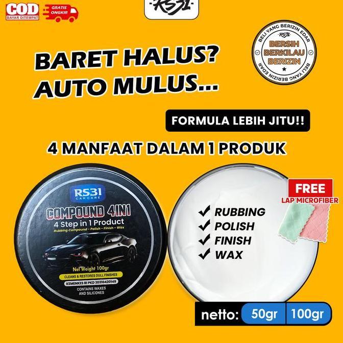 RS31 Compound 4in1 50 & 100gr - Poles Cat Kendaraan Mobil Motor Helm Compound Polish Shine Protect D