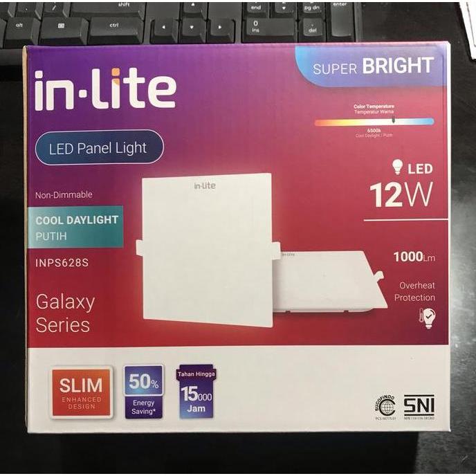 Ready Lampu Downlight Led Panel 12 Watt In-Lite Inbow Kotak INP-628S InLite - Putih 6500K