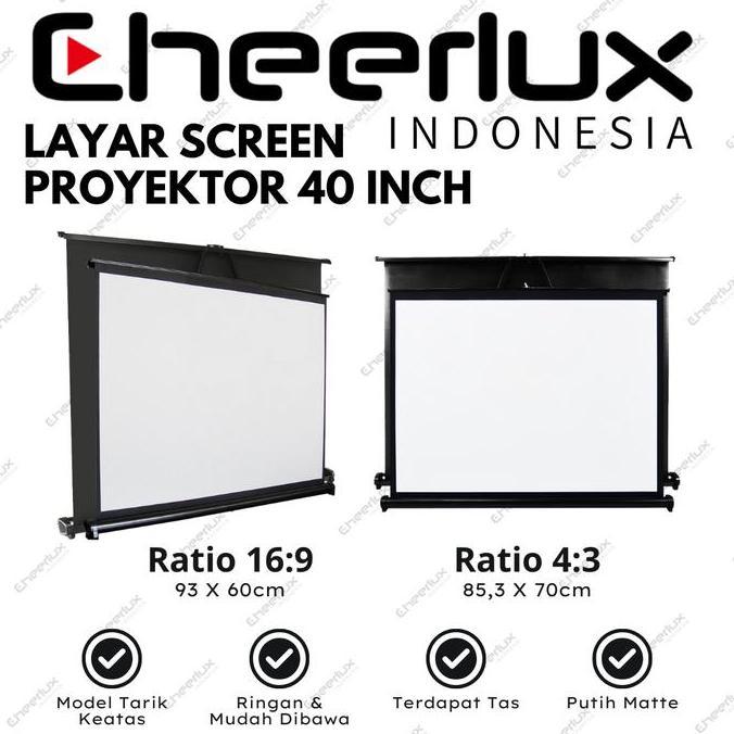 Layar Proyektor Lipat 40 Inch | Table Screen Projector 40" Portable