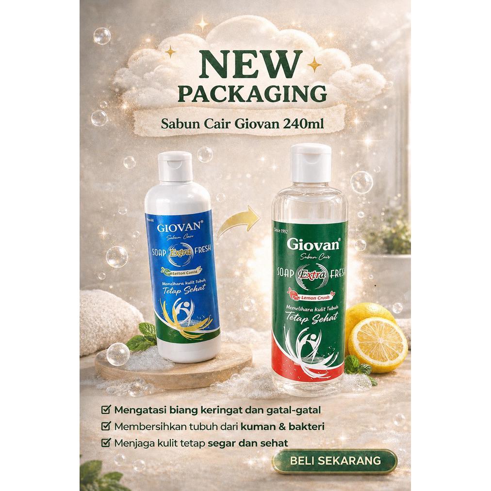 NEWSABUN GIOVAN SOAP FRESH LEMON CRUSH 240ML BIANG KERINGAT / SABUN ANTISEPTIK / SABUN BIANG DEWASA 