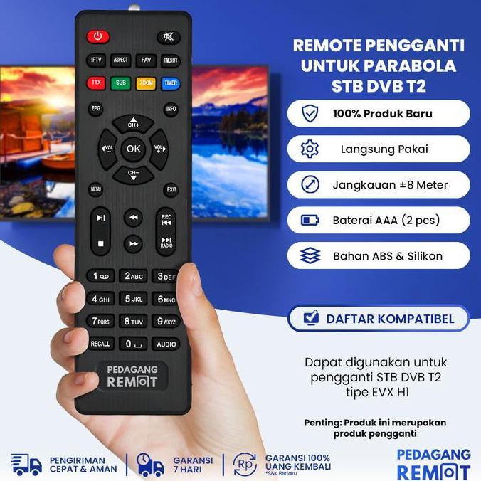 Ready Remot Remote Receiver STB DVB T2 Parabola Evinix H-1 / H1 UHF