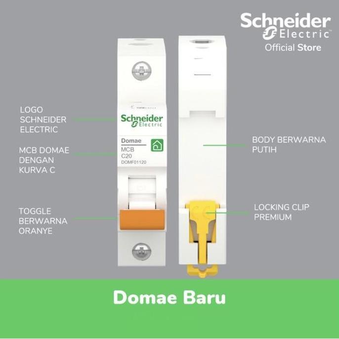 Ready MCB 20 Ampere 1 Phase Domae 6kA Schneider Original Merlin Gerin