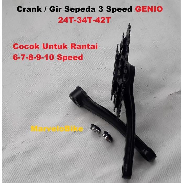 Crank Gir Depan Sepeda 3 Speed 24-34-42T GENIO Gir Sepeda MTB Federal Seli Balap RoadBike murah