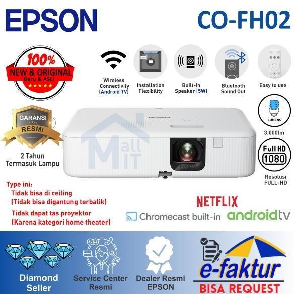 Proyektor Epson Co-Fh02 Cofh02 Co Fh02 Full Hd Android Tv Portable Resmi