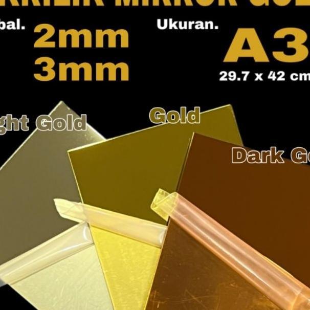 Akrilik Lembaran Gold Mirror A3 / Acrylic Mirror Gold / Laser Cutting