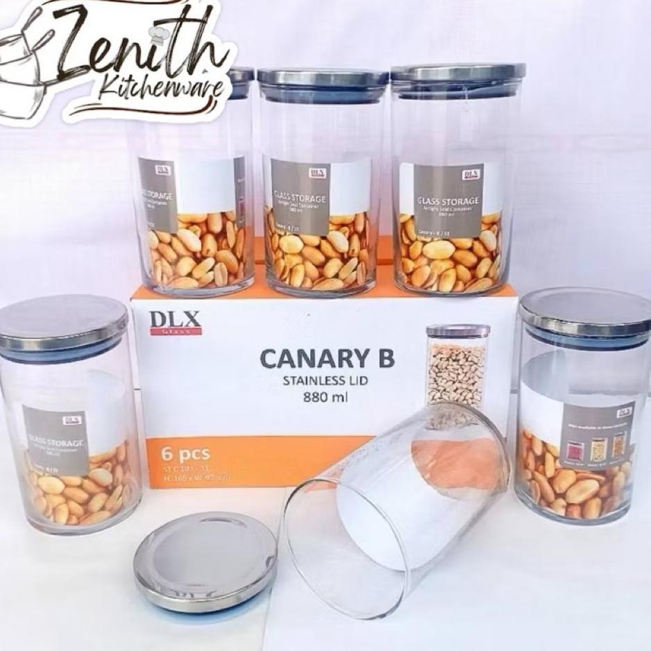 (6 Pcs) Stoples Kaca Dlx Kedap Udara Seal Canary/ Toples Kaca Serbaguna Dlx