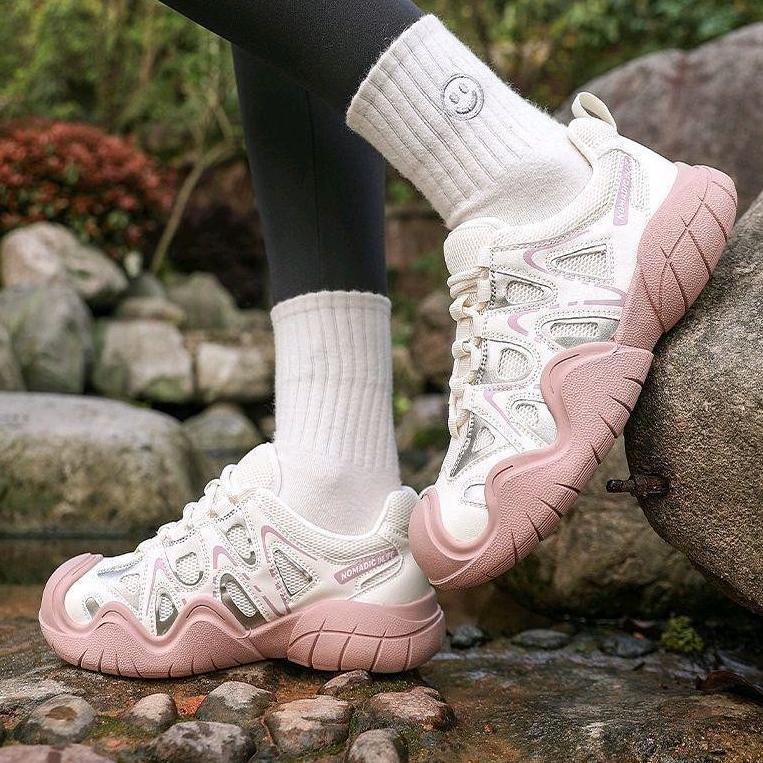 Terlaris Marelow Camel Purple - Sepatu Sneakers Hiking Sport Korean Style Wanita Outdoor Premium Bes